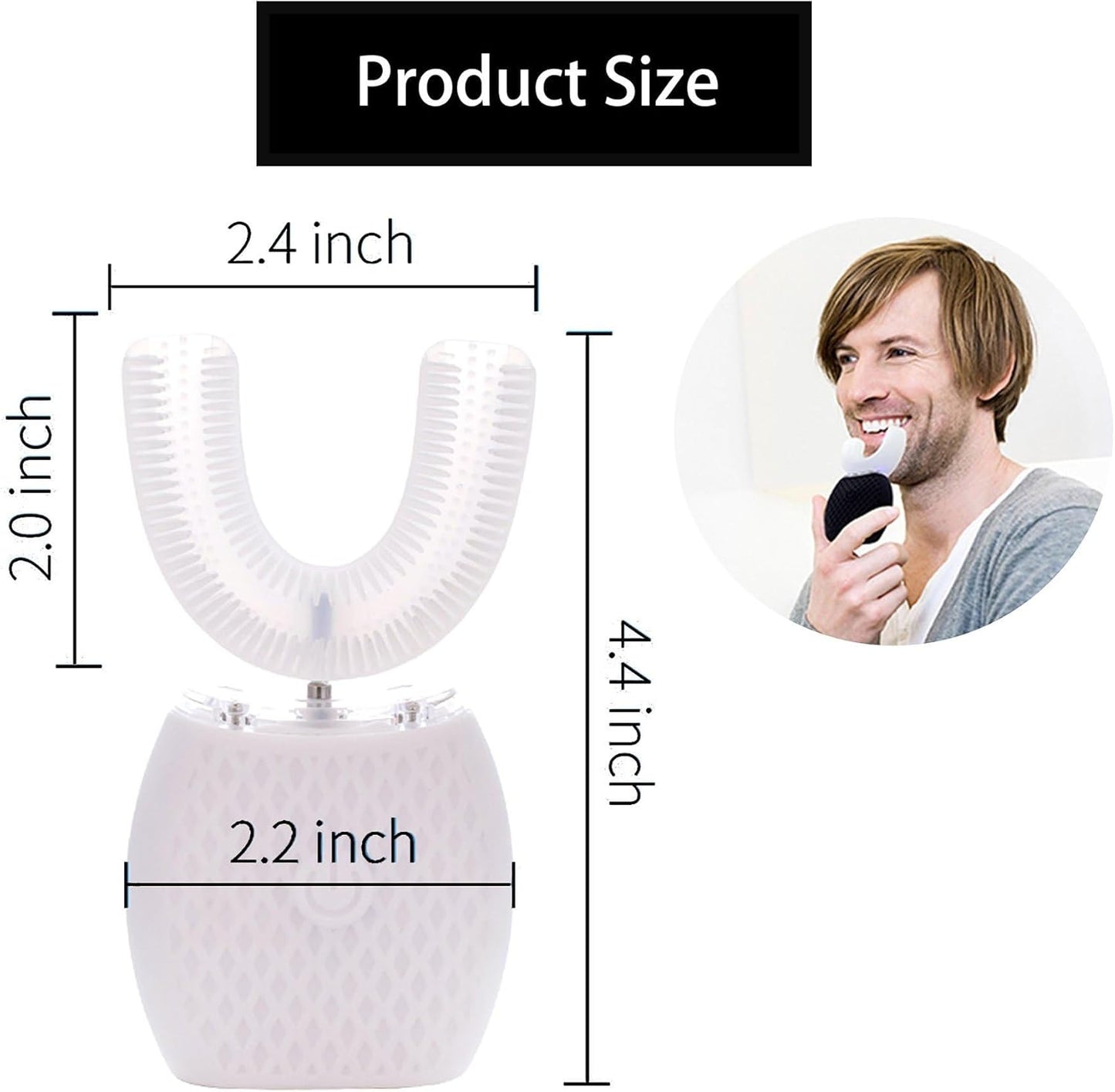 Automatic Toothbrush for Adults - Ultrasonic Electric Toothbrush with Soft Bristles Rechargeable Portable Waterproof Design 30s Timer, Wireless Charging Dual-Use for Travel & Home (White)