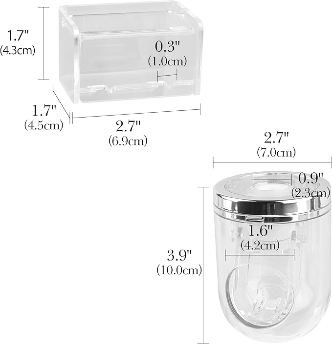 2 Slots Wall Mount Toothbrush Holder with Cover, Self Adhesive Tooth Brush Storage Organizer for Shower Bathrooms, Toothbrush Stand with Automatic Toothpaste Squeezer Dispenser