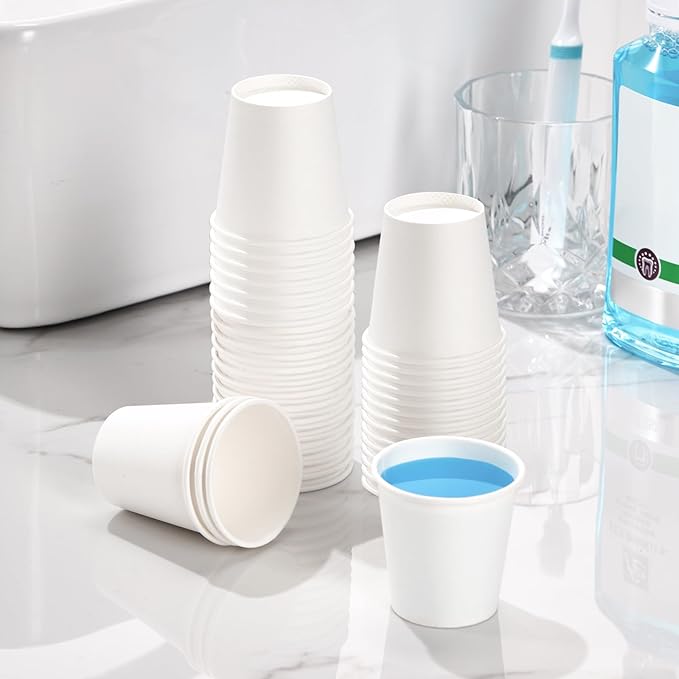 300 Pack 3 oz Paper Cups, White Disposable Bathroom Cups,Small Mouthwash Paper Drinking Cup for Party,Picnic,Travel and Events