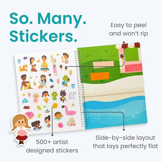 Together with You Sticker + Coloring Book (500+ Valentine's Stickers for Kids & 12 Coloring Pages) Side by Side Activity Book, Fun Road Trip Activity, Cute Craft for Boys & Girls Ages 2-4 4-8, 8-10