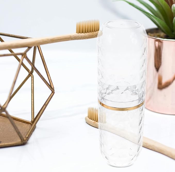 CLISPEED Travel Toothbrush Cup, Portable Toothbrush Holder with Cover for Bathroom Camping Hotel School Business Trip