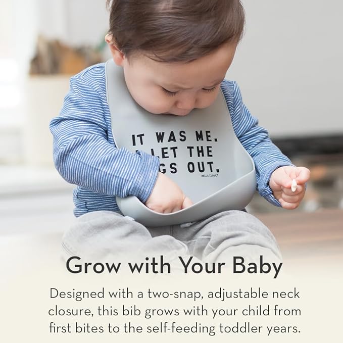 Baby Bib for Eating by Bella Tunno, Waterproof Silicone Bib with Large Food Catcher, Adjustable Fit for Babies 4-12 months & Toddlers 1-3 Years, Boys & Girls, Game Day