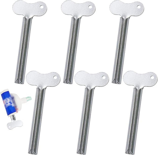 6 Pcs Toothpaste Squeezer, Metal Tube Squeezers, Stainless Steel Toothpaste Keys Roller Tube, Manual Dispenser Roller Tube Wringer for Toothpaste Paint,Cream, Cosmetic and Hair Dye(Silver)