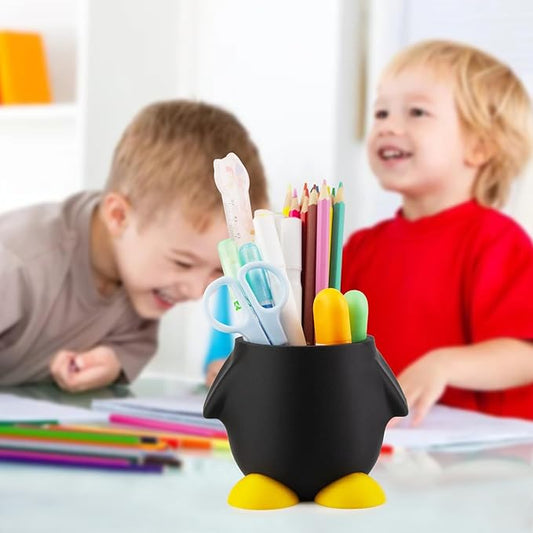 Creative Cute Penguin Pen Pencil Holder, Pen Holder for Desk Office Decor Makeup Brush Holder Kitchen Storage Cup Ideal Gifts for Boys Girls
