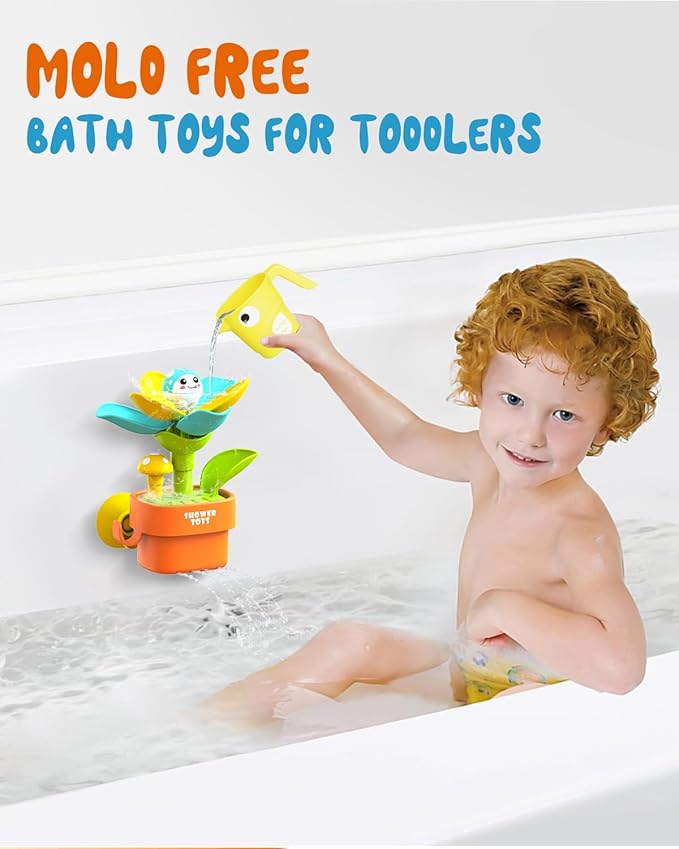 Bath Toys for Kids Ages 1-3: Flower Set with Watering Cup, Toddler Interactive Bath Toys with Strong Suction Cup, Attach to Any Tub or Shower Fun for Bath Time - Great for Boys, Girls Shower Gifts