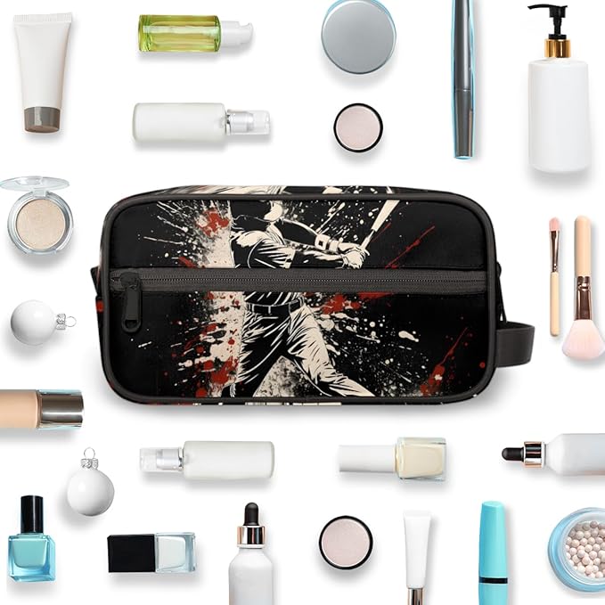 Baseball Player Boys Travel Toiletry Bag Waterproof Wash Bag Shower Shaving Bag Cosmetic Organizer Makeup Bag Portable Toiletries Accessories for Women Men Ball Theme