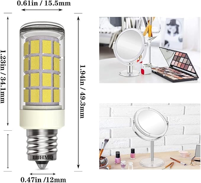 LED Bulbs 3 Pack Makeup Mirror Bulb Replacement for Cosmetic Vanity Makeup Mirror with Single Double Sided Lighted Magnification, Equivalent to 35W Incandescent Bulb 350LM AC120V(Daylight White 6000K)