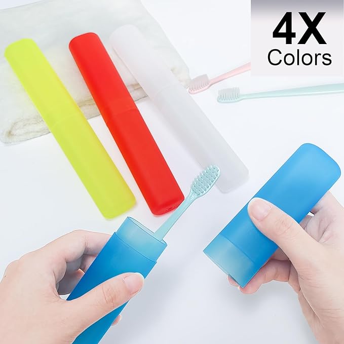 Mulbozy 4 Pack Portable Travel Toothbrush Case, Transparent Breathable Plastic Toothbrush Holder for Home, Travel, Business, Camping, School