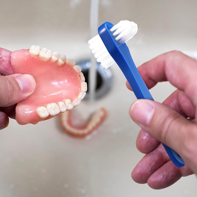 50 Pcs Denture Brush Individually Dual Headed Firm Hard Bristle Toothbrush Denture Cleaner Brush for Cleaning Dentures, Retainers, False Teeth, Braces