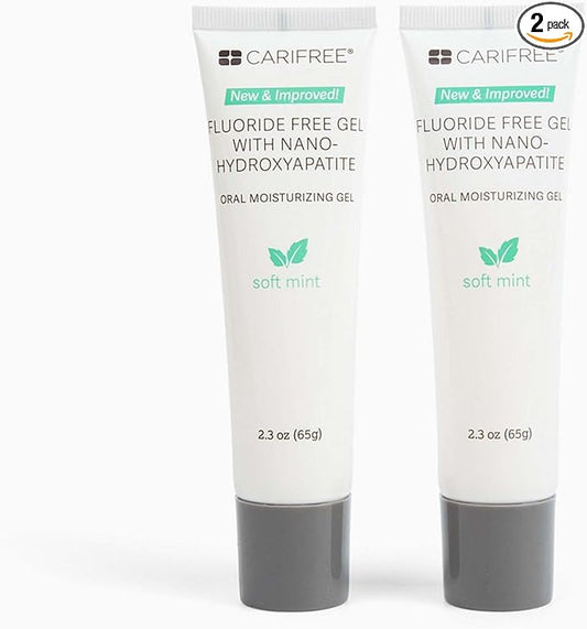 CariFree Fluoride Free Gel, Mint Flavored, Nano Hydroxyapatite Toothpaste, Neutralizes pH, Freshens Breath & Moistens Mouth, Dentist Recommended for Oral Care, (2.3 Ounce (Pack of 2), Soft Mint