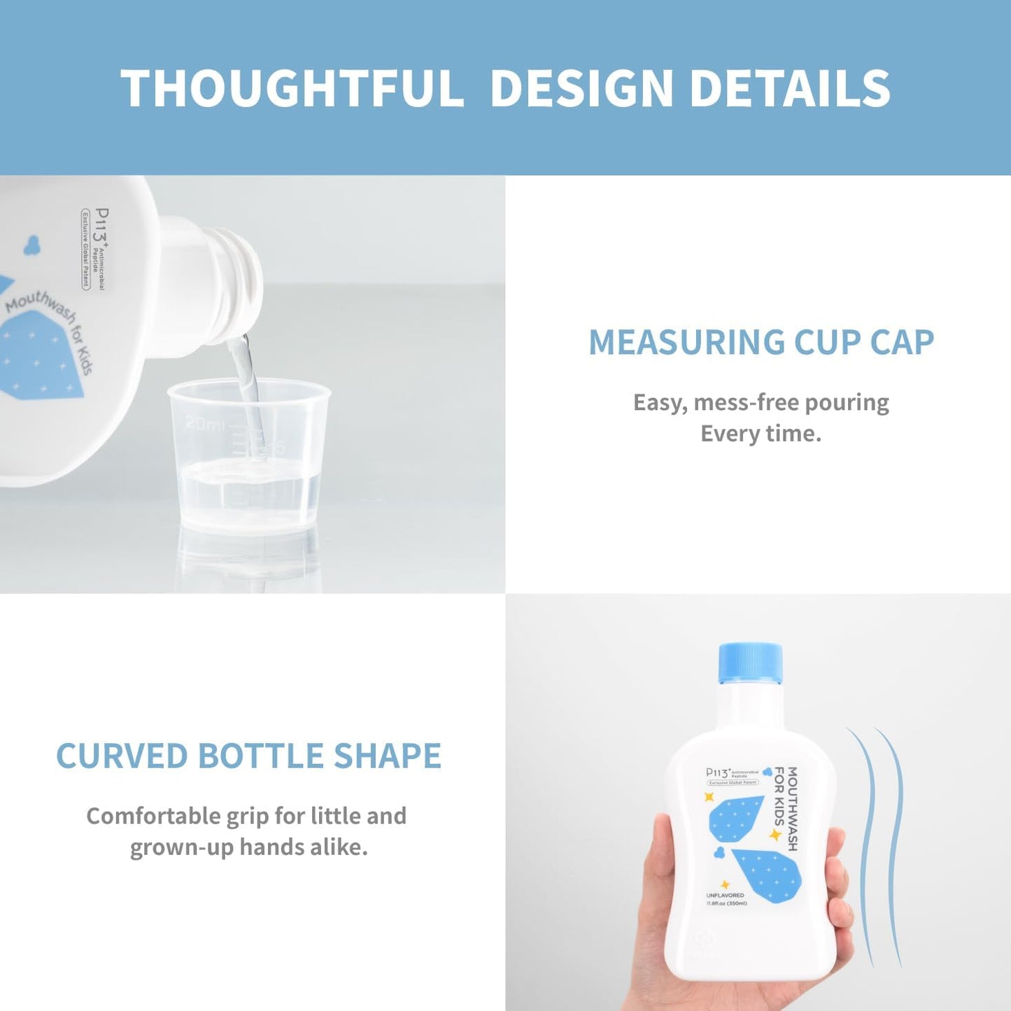 Mouthwash for Kids P113+ Peptide Anti Cavity Mouth Rinse Alcohol Free for Teeth and Gums Safe Oral Hygiene for Newborn to Toddler 11.08 fl oz (11.08 Fl oz, Mint(for Adult))