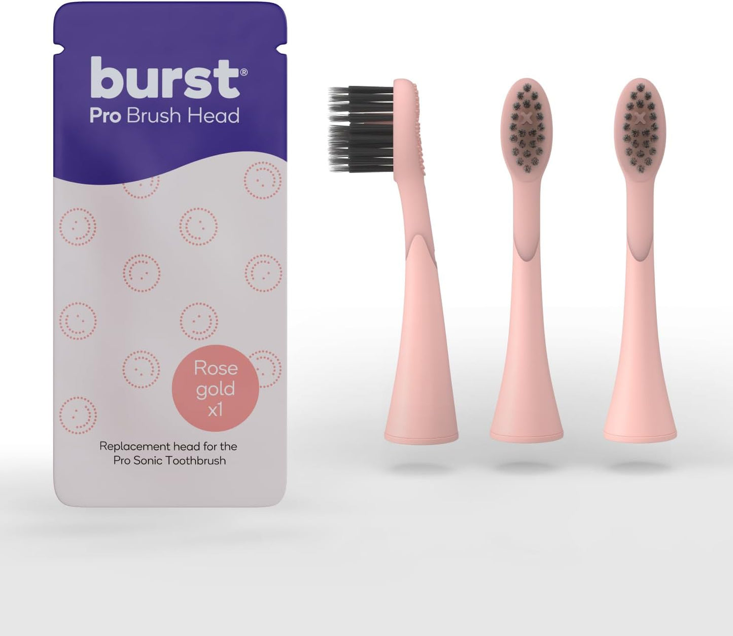 BURST Pro Sonic Electric Toothbrush Genuine Replacement Heads (Rose Gold/3 Pack) | Soft Bristles for Deep Clean, Stain & Plaque Removal