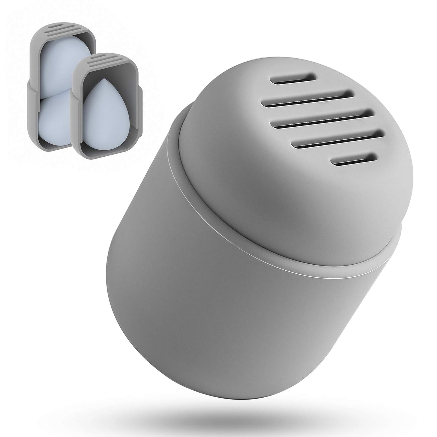 BEZOX Makeup Sponge Holder, Silicone Beauty Sponge Case with Double-Sided Vent Design for Quick Drying, Compact Travel Essentials Make Up Blender Container (BLENDER NOT INCLUDED) - Grey