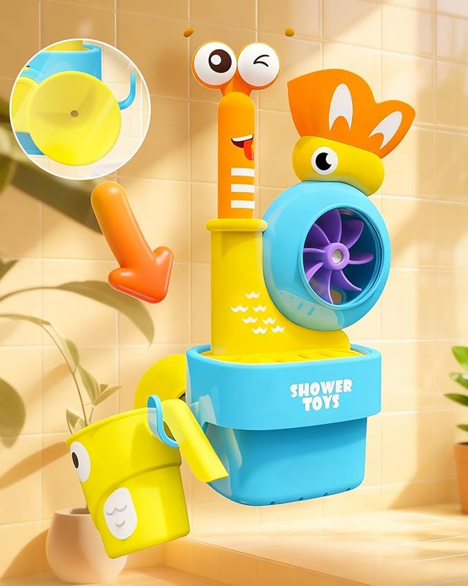 Bath Toys for Kids Ages 1-3: Snail Set with Watering Cup, Toddler Interactive Bath Toys with Strong Suction Cup, Attach to Any Tub or Shower Fun for Bath Time - Great for Boys, Girls Shower Gifts