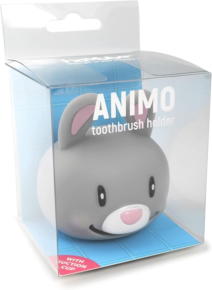 Hoobbe Animal Toothbrush Holder, Kids Suction Toothbrush Holder with Mirror/Glass/Wall Mounted Suction Cup, Bathroom Organizer, Accessories and Decor (Rabbit), for Kids