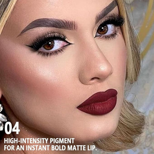 Purple Red Matte Cream Lipstick,Velvet Waterproof Long Lasting Smudge Proof for Women Lip Stick,Magic Lipstick 24 Hours Original Lip Liner Makeup,labiales mate 24 horas originales,Vegan,1 Count