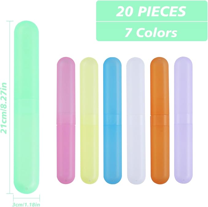 20PCS Toothbrush Case Set,Portable Breathable Toothbrush Holder,Dust-proof Toothbrush Box Storage,Plastic Toothbrush Container Travel Toothbrush Mixed Color,Daily and Travel Use