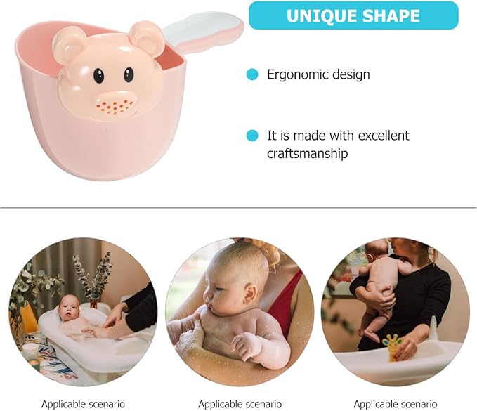 Kisangel Baby Shampoo Rinse Cup Large Capacity Pp Thickened Material Comfortable Round Handle Tear-Free Hair Wash Scoop for Infant Bath Safety