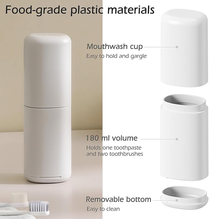 Toothbrush Travel Case，Portable Travel Toothbrush Holder，Toothbrush and Toothpaste Container for Traveling, Camping, Business Trip and School, Outdoor（1Pack）