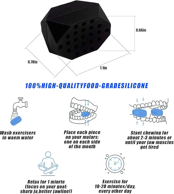 Jaw Exerciser for Man and Woman 3 Resistance Levels (6 pcs) BPA Free Silicone Jawline Exerciser Gum Tablets Jaw Trainer & Jaw Shaper for Beginner, Intermediate & Advanced Users