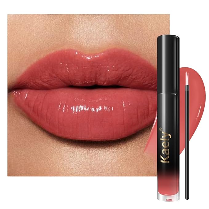Kaely Longwear No-Budge Lipstick for Women, Highly Pigmented Liquid Lip Color Makeup, Non-Transfer Lip Gloss Stain Waterproof Smudge Proof 24 Hour, Instant Shine, Vegan & Cruelty-Free, 20 HONEY SHINE