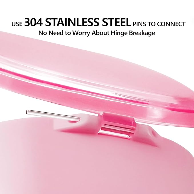 Partial Denture Case Leak Proof with Strainer Basket and Brush, Waterproof Denture Cup Retainer Cleaning Bath Case Travel for Dentures, Braces, Night Guard - Pink