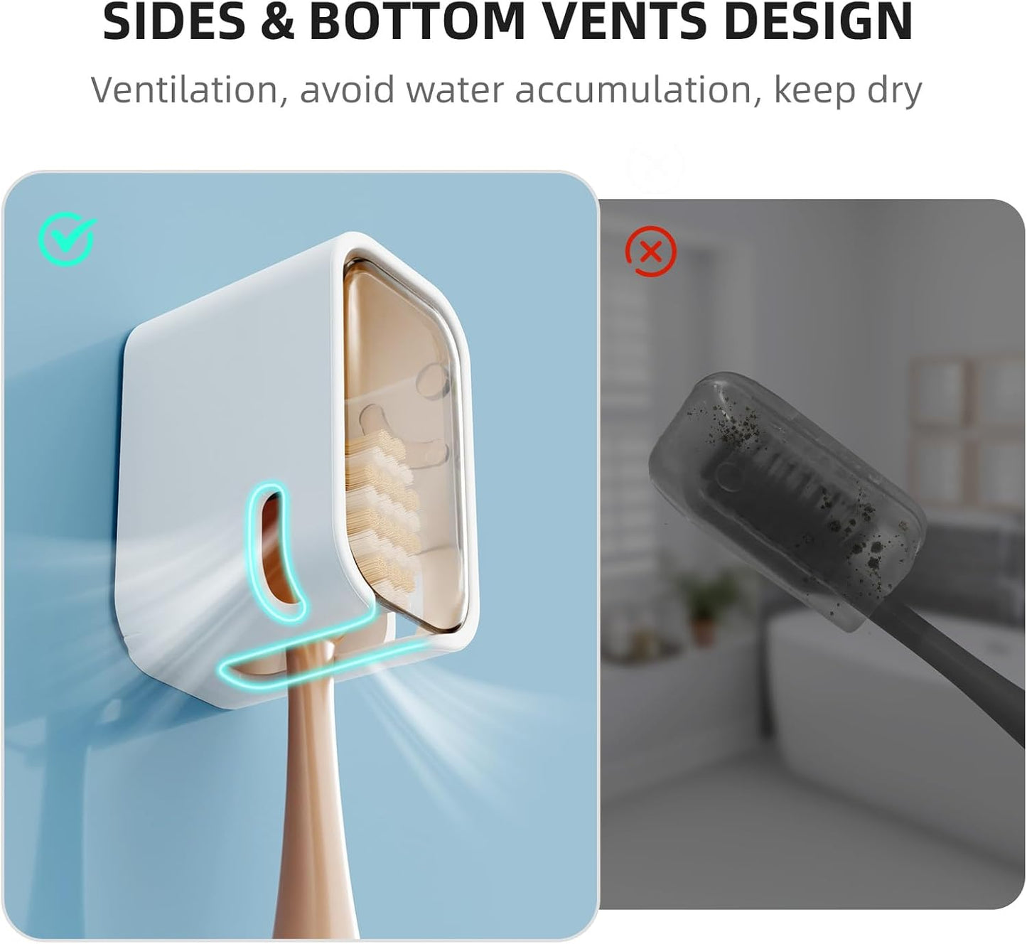 Travel Toothbrush Head Cover 2PCS, Electric Toothbrush Covers Caps, Ventilated Toothbrush Protectors Caps for Travel, Camping, Bathroom, Business, Brown