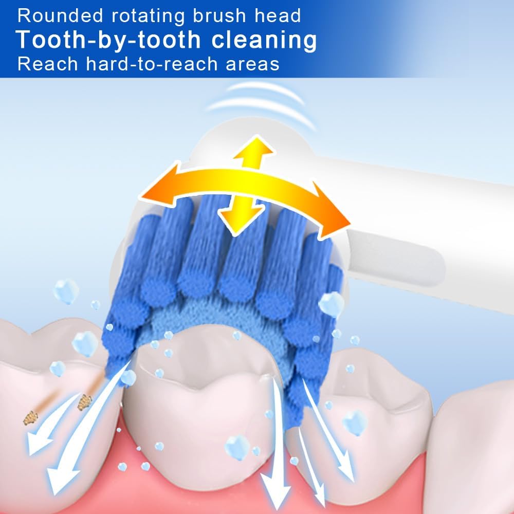 Sensitive Gum Care Brush Heads Compatible with Oral B Electric Toothbrushes, 8 Pack Professional Toothbrush Heads for Oral B Replacement Head Refills Pro 500/1000/1500/3000/3757/5000/7000/7500/8000.