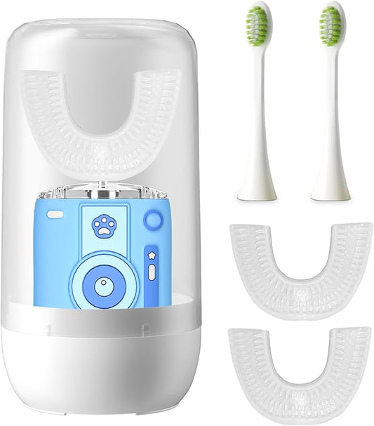 Adult Sonic Automatic Electric Toothbrush, 360° Oral Cleaning Stain Whitening (Blue-Cup)