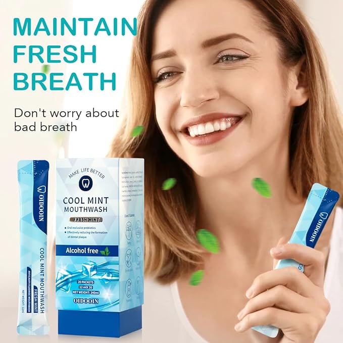 Strong Mint Mouthwash Alcohol Free, Mouth Wash for Adults, TSA Approved Mouthwash Bulk, Travel Mouth wash Prevents Cavities, Fluoride Free, Fresh Mint (0.41 Fl Oz (Pack of 20)