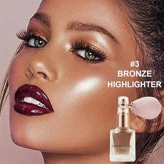 Bronze Highlighter Spray, Professional Shiny Glitter Spray for Eyeshadow Face and Body Luminizers, Loose Shimmer Powder Makeup Mist for Women Kid Rave Outfits Festival Accessories