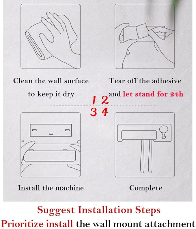 MIMORE Toothbrush Holder, 4 Toothbrush Slots & Timer Function, Cordless Wall Mounted Toothbrush Holders for Bathrooms