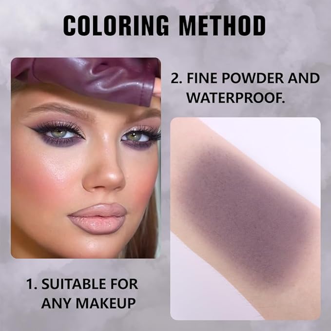 evpct Dark Brandied Plum Matte Single Eye Shadow Palette Makeup for Older Women, Deep Mauve Plum Purple Natural Cream Eyeshadow Palette for Green Eyes, High Pigment Mini Monochrome Eyeshadow