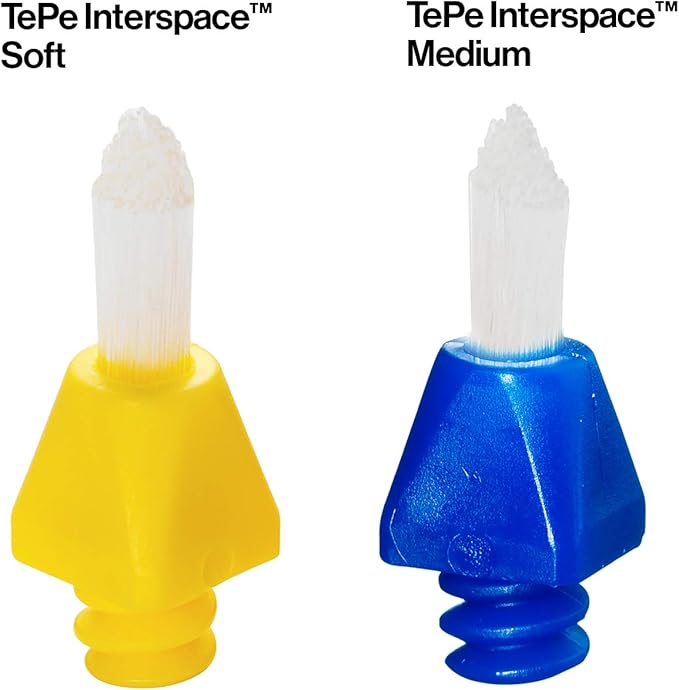 TePe Interspace Angled Medium Toothbrush for Braces with Single-End Tuft and Removable Head, 12 Pack