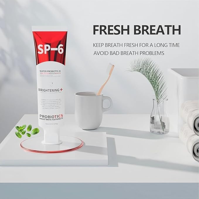 Sp-6 Probiotic Whitening Toothpaste, Sp-6 Super Whitening Toothpaste, containing whitening Teeth and Gum Health, Fresh Breath and Mint Flavor Enhancement Formula。 (3PC)
