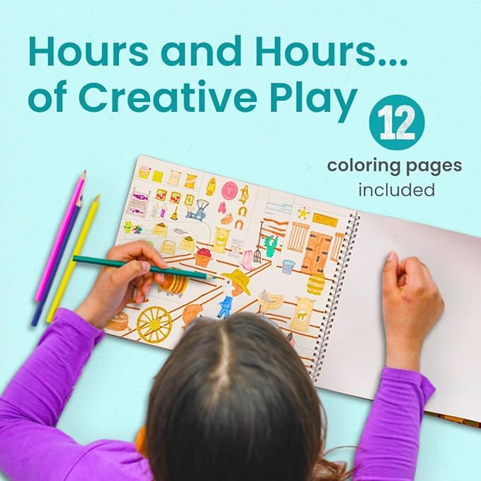 CUPKIN Sticker Book for Kids 2-4, 500+ Kids Stickers, A Day at The Museum 12 Coloring Pages 12 Side by Side Scenes, Fun Toddler Travel Activity Coloring and Sticker Books for Ages 4-8 + 8-10