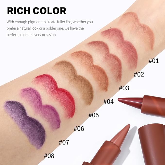 2in1 Gradient Lip Liner & Lipstick Combo,Matte Longwear Waterproof Lip Pencil with Cone Tip,Smudge Proof Crayon for Flawless Ombre Contour,Women's Long Lasting Makeup Set(01Nude Beige+03Rosewood Kiss)
