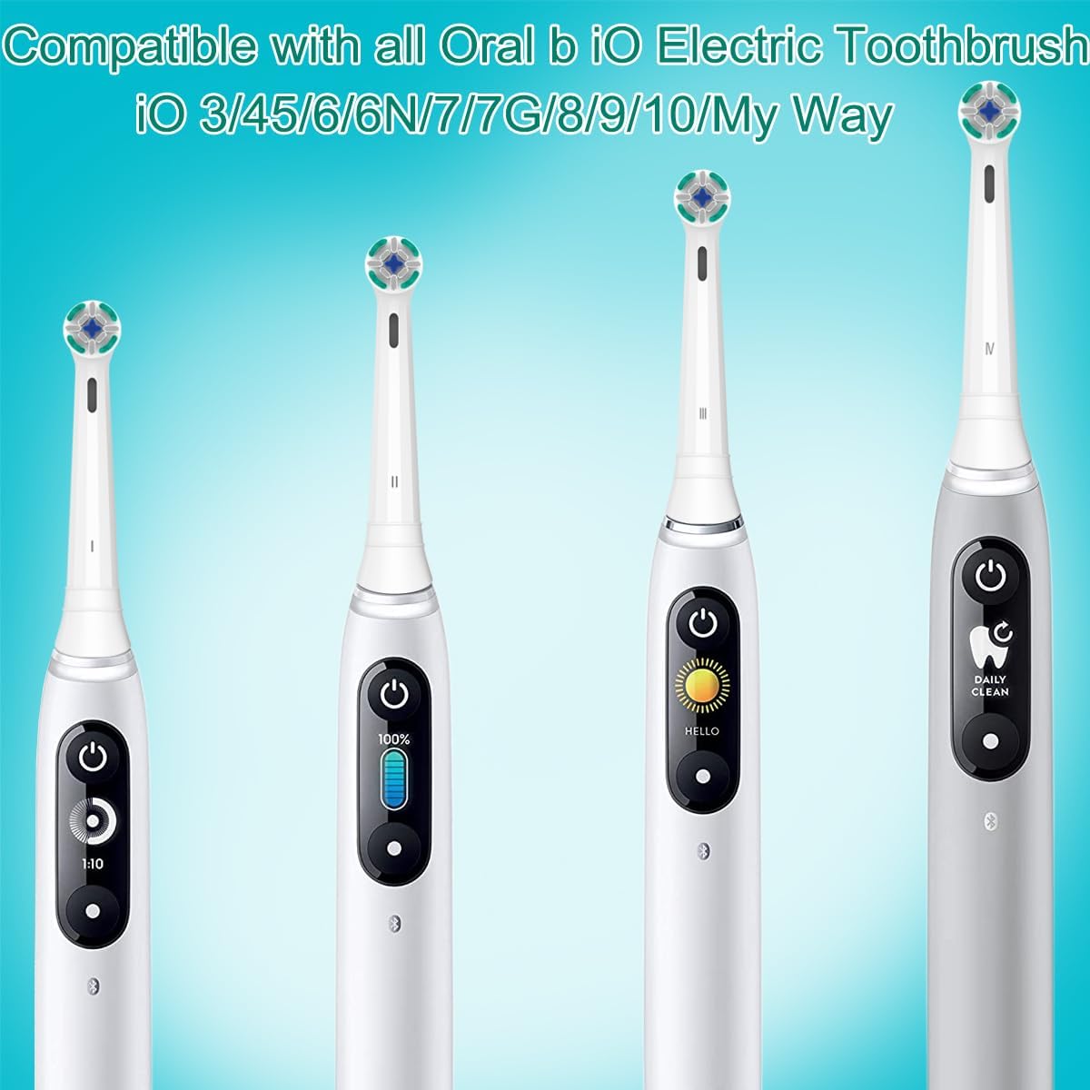 Replacement Heads Compatible with Oral B iO Electric Toothbrush, Toothbrush Heads Fit for Oral-B iO 2/3/4/5/6/7/8/9/10 Series with Covers, White 8pcs