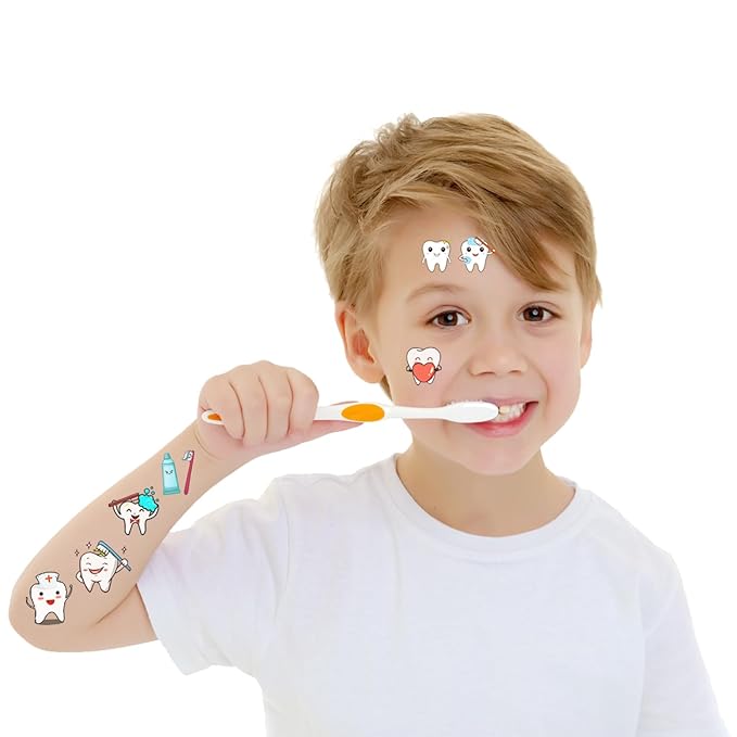380 Tooth Temporary Tattoos Stickers Dental Hospital Dental Health Party Brush One's Teeth Themed Baby Shower Birthday Party Favors Decorations Tattoo Stickers