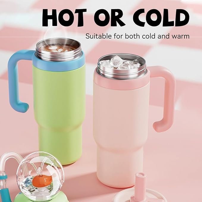 Drinking Cup With Whale Squirt, 24oz Whale Water Bottle with Handle, Insulated Stainless Steel Whale Water Cups With Two Silicone Soft Tip, Leak-Proof Whale Fountain Bottle for Kids Teens (Green)