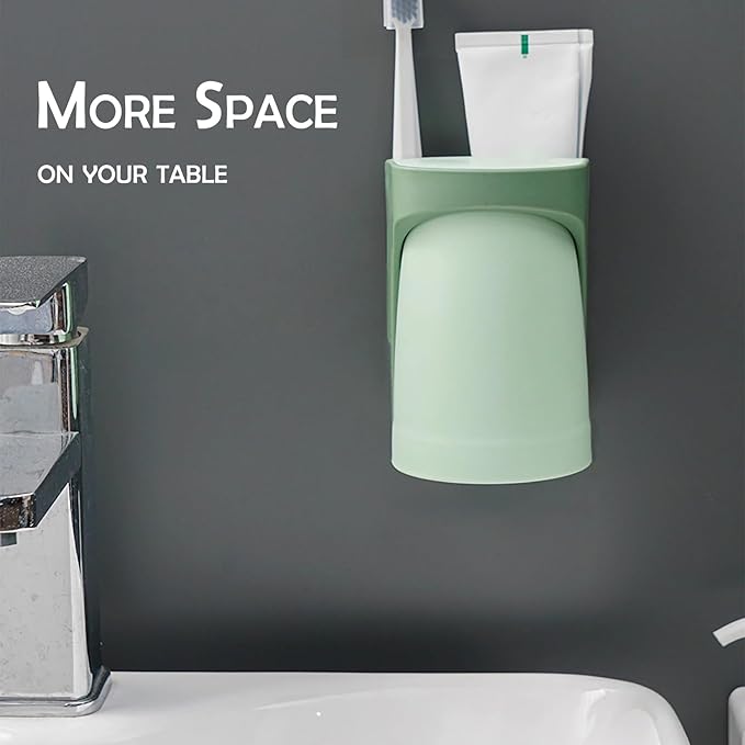 Magnetic Cup Toothbrush Holder for Bathroom,Wall Mounted Drill-Free Electric Toothbrushes Storage Organizer Space Saving, for Waterpik Oral-B, Family Father Mother and Son/Daughter (Rosepink)