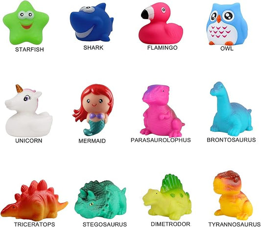 Baby Bath Toys,12 Packs Light Up Floating Rubber Toys Flashing Color Changing Light in Water Bathtub Shower Games Toy for Baby Kids Toddler Child