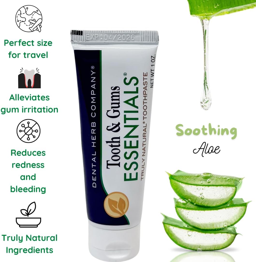 Dental Herb Company - Travel Toothpaste 1oz, (3 Pack) Truly Natural Fluoride-Free and SLS-Free - Superior Defense Against Bleeding and Irritated Gums, Dry Mouth and Mouth sores.