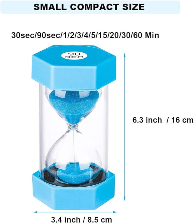 Large 30 Second Sand Timer, Colorful Durable Hourglass Sand Clock, Plastic Blue Sand Watch 30 Sec for Kids Games Classroom