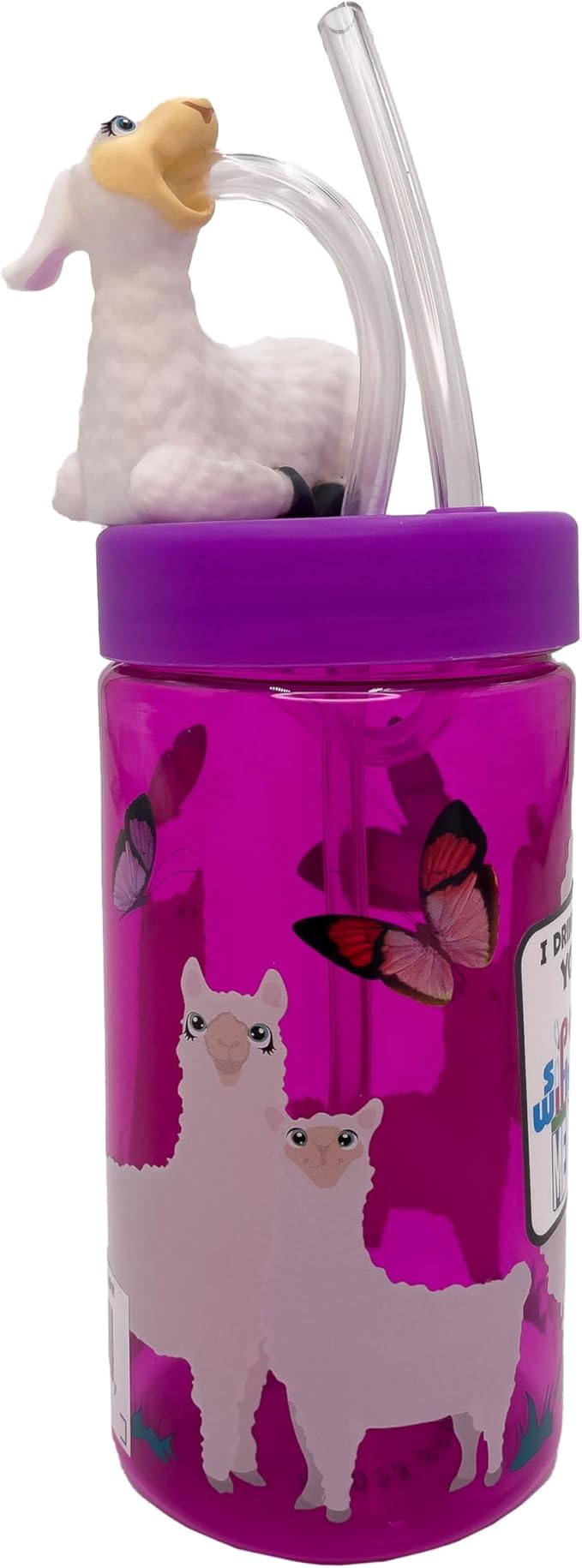 Kids Water Bottle, Toddler Cups, Tumbler with Lid and Straw, Travel Sippy Cup for Water or Milk, Kids Cups with Lids for Toddlers 3 and Up, BPA Free Plastic, 12 oz (Trend Zoo Llama)