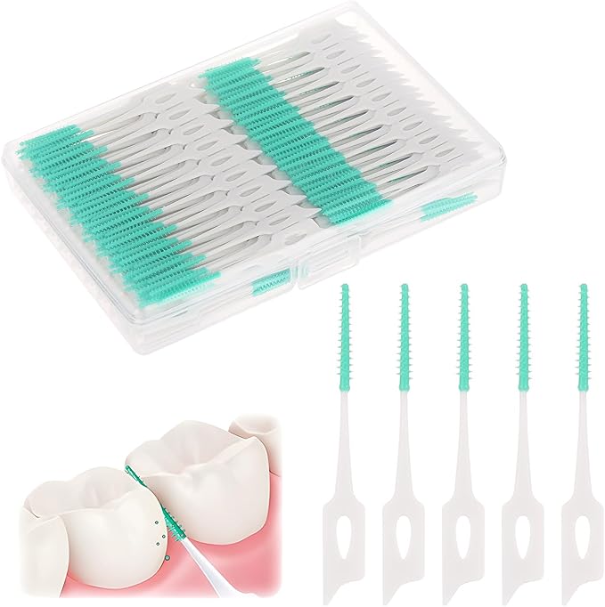 350Pcs Dental Floss Picks Soft Silicone Disposable interdental Brushes, Dental Picks Toothpick Brush for Cleaning Teeth Health