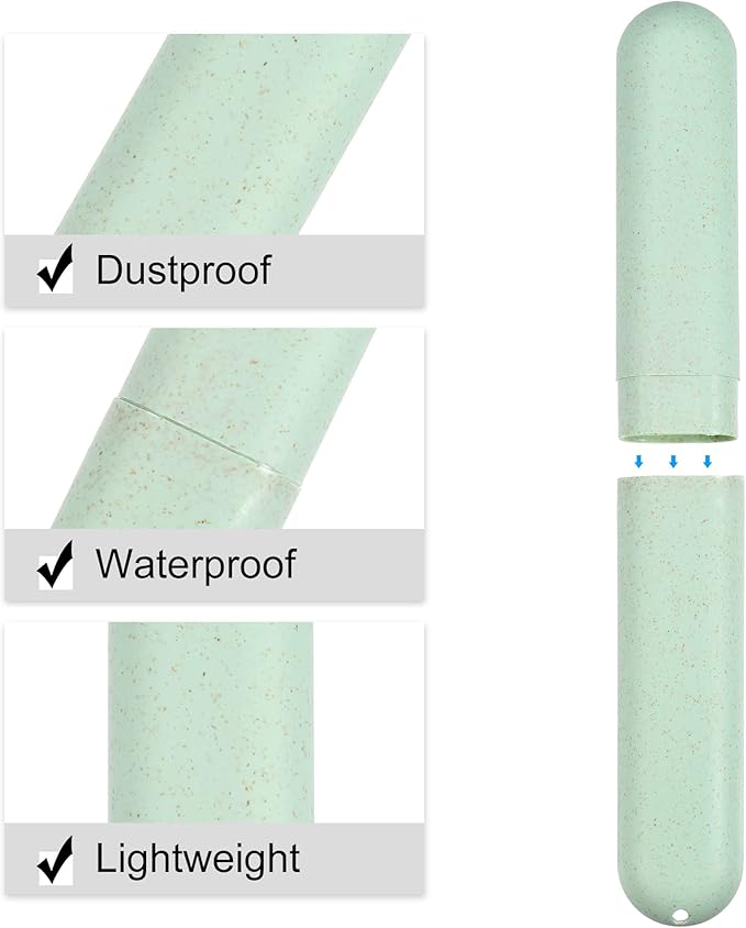 VOCOSTE 2pcs, Traveling Toothbrush Holders Case, PP Toothbrush Case for Travel Business, Green, Blue, 8.07''x1.22''x0.83''