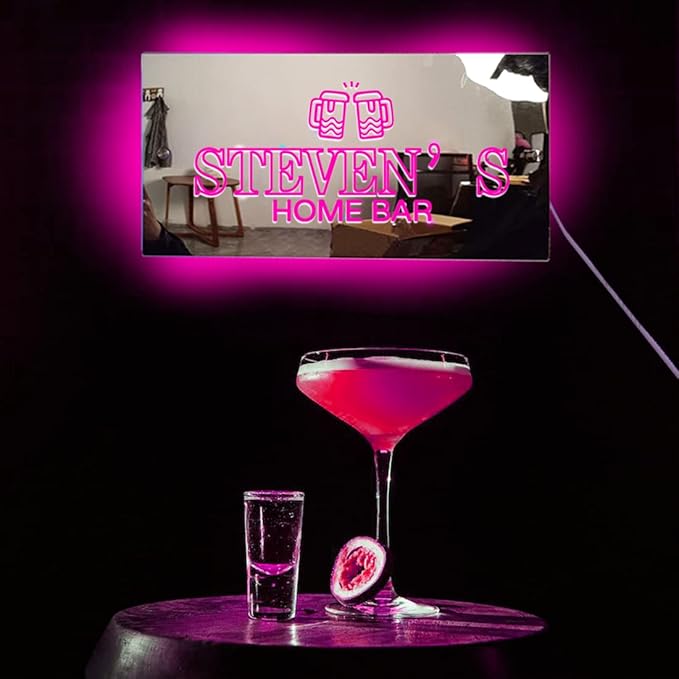 Personalized Bar LED Custom Light Up Mirror Multi Colour Lighting, Custom Name Neon Sign Light Wall Decor for Bedroom, Bar, Barber Shop