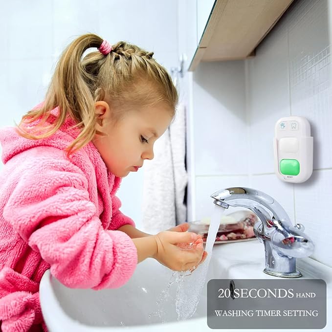 SOARING Wireless Battery Powered Timer for Kids - 2 Minutes Teeth Brush, 20 Seconds Hand Washing, Color Indicator Light Stick on Bathroom for Children Training Coach