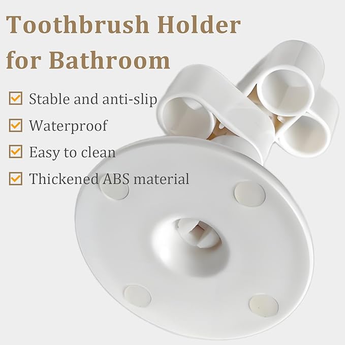 360° Rotating Toothbrush Holder with 4-Slot Design & Non-Slip Base – Bathroom, Vanity & Travel Organizer for Brushes, Razors, Pens | Family & Travel Essentials (2 Pack)